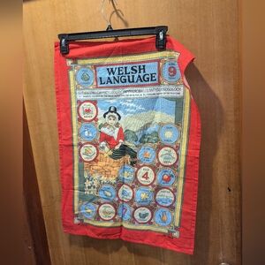 Welsh Language Red and Blue Tea Towel